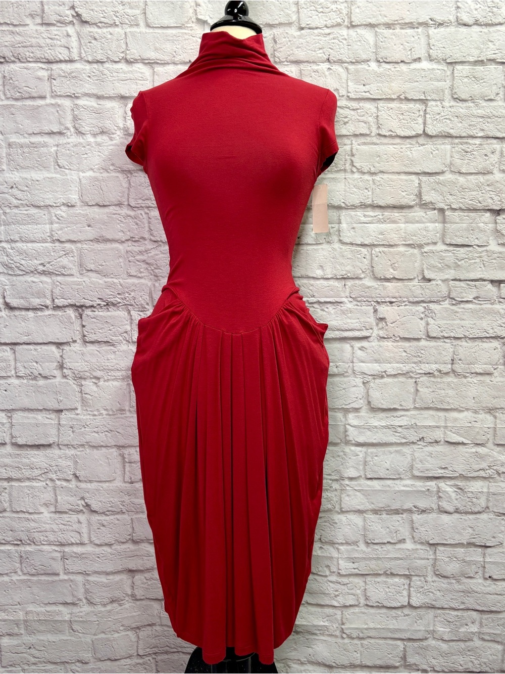 Rachel Pally Womens Modal Dress Size S Turtleneck Short Sleeve Burgundy Red NWT